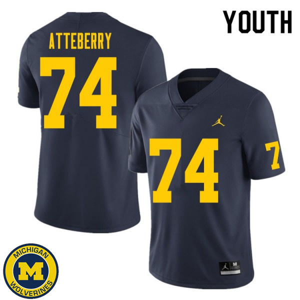 Youth Michigan Wolverines #74 Reece Atteberry Navy High School Jersey